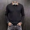 Camisa polo de piqué mercerizado de doble cara para hombre, nuevo estilo otoño 2026, camiseta de algodón transpirable casual de manga larga bordada para hombre