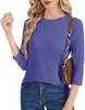 Top de Manga Tres Cuartos para Mujer Gayhay - Camiseta de Cuello Redondo Camisa Casual de Moda Holgada Ropa de Vacaciones de Primavera y Verano 2026