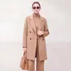 Nuevo abrigo de lana de doble cara para otoño e invierno para mujer, de longitud media, cruzado, moderno y adecuado para el trabajo