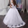 Vestido Infantil 2026 Longo com Cauda de Princesa Vestido Tutu Daminha Vestido de Casamento para Meninas Desfile Vestido para Apresentação de Piano