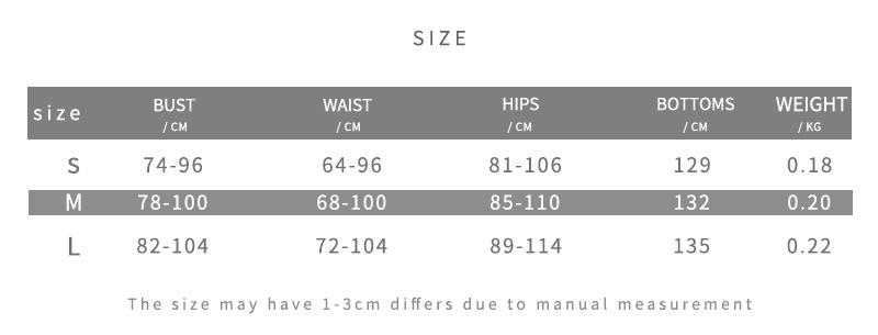 阿里尺码表 - 英文