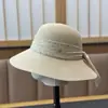 Sombrero de Sol Elegante Francés de Puntos con Lazo para Mujer Primavera Verano Viaje Protección Solar Sombrero Cubo Protección Solar para el Mar Sombrero de Sol