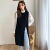 2025 Primavera y Otoño Vestido Chaleco de Punto sin Mangas de Largo Medio para Mujer Suéter Holgado de Cuello Redondo Liquidación