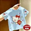 2026 Nova Camiseta de Verão para Bebês Meninas Algodão Puro Manga Curta M e G Crianças Estilosa Doce Fofa Gola Redonda Top Tendência