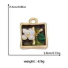 Estilo Pintura al Óleo Artística DIY Accesorios Colgantes para Collar Pulsera Colgante Marco de Fotos Tulipán Colorido Flor Colgante Adorno Colgante