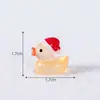Paisagem em miniatura, pato fofo com chapéu de Natal brilhante, esfera de cristal para jardinagem, ornamentos decorativos, miniaturas de mesa
