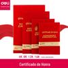 Novo Produto da Deli 7577 Certificado de Honra 8K Veludo de Alta Qualidade Certificado de Honra Certificado de Premiação com Miolo Papelaria