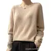 Nueva Prenda de Punto de una Sola Capa para Primavera y Otoño, 75% Cachemira, Color Sólido, Manga Larga, Suéter de Punto Pulóver con Cuello Redondo