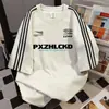 Camiseta de Verano Retro para Viajero 100% Algodón Estampado de Letras Tres Rayas Manga Corta para Mujer Holgada Cuello Redondo Top Adelgazante