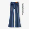 Jeans retro acampanados para mujer, nuevo estilo otoño 2026, de cintura alta, adelgazantes, corte ajustado, elásticos, pantalones de campana de moda