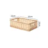 Cesta de mimbre tejida para almacenamiento, organizador de escritorio, caja de almacenamiento para snacks y artículos varios, cesta de mimbre para juguetes, cesta de mimbre para uso diario en el hogar y la sala de estar