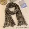 Bufanda de Algodón y Lino con Estampado de Leopardo Retro para Mujer Primavera Verano Corbata de Cuello Decoración Chica Spicy de Gama Alta Bufanda de Seda Chal Delgado con Cuello