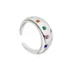 Anillo Cielo Estrellado de Diamantes de Colores Venta Directa de Fábrica Dulce Fresco Lujo Ligero Moda Estilo Personalidad Tendencia Temperamento Anillo Abierto Fuente de Suministro