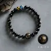 Pulsera de Obsidiana Natural, Pulsera del Zodiaco Caballo Año de Nacimiento Buda Loto para Mujeres, Obsidiana Dorada, Regalo Hidratante para Parejas