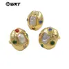 Anillo de Apertura Ajustable Mpr146 Estilo Palacio Retro Perla de Agua Dulce Natural Zircón Multicolor Incrustado Chapado en Oro de 18 Quilates