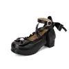 Moda Hebilla Nueva 28 Zapatos Zapatos Mary Jane Zapatos de Mujer Tacón de Moño Comercio Exterior 43 Encaje Princesa Zapatos de Salón