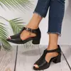 Moda Europea y Americana Ropa de Exterior Sandalias de Tacón Grueso Boca de Pez para Mujer 2024 Primavera y Otoño Nuevas Chanclas de Tacón Grueso con Hebilla para Mujer