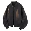 Jaqueta vermelha estilo americano para homens, coleção de outono, silhueta curta, gola alta, jaqueta bomber de corte solto, cleanfit, marca moderna, peça de sobreposição estilosa e descolada