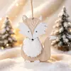 Enfeites de Natal de desenho animado transfronteiriços, pingentes de pelúcia de madeira, decorações de rena e estrela, enfeites para pendurar na árvore de Natal