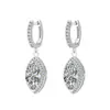 Pendientes Transfronterizos de Plata de Ley S925 para Mujer, Pendientes de Moissanita Marquesa, Diamantes de Moissanita, Pendientes de Alta Gama, Suministro Directo de Fábrica y Venta al por Mayor