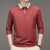 Explosões de Comércio Exterior Transfronteiriço Primavera e Outono Camisa Polo Masculina de Manga Comprida Masculina Negócios Colarinho Tesoura Cor Sólida Camiseta Básica Lapp Masculina