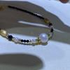 Mengsheng 8-9mm Natural Freshwater Fine Fit Rodada Pérola Preto Pontiagudo Cristal Tamanho Pulseira Contas Design de Nicho Pulseira