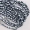 Materiais para Joias Artesanais DIY Contas de Pérola Semi-Acabadas Pérolas de Vidro Coloridas com Furo Reto Contas Redondas Contas de Fio