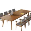 Mesa de Conferencias de Madera Maciza, Mesa Larga, Mesa Larga Moderna Simple para Sala de Reuniones, Mesa de Trabajo para Computadora Larga, Combinación de Escritorio de Oficina para Negociación y Silla