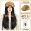 Gorro de peluca de una pieza para mujer, nuevo estilo retro de gorra delantera otoño/invierno 2026, gorro de peluca de cabello largo liso natural para uso diario