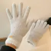 Guantes Cálidos de Felpa de Cinco Dedos de Color Sólido Casual para Mujeres en Invierno, Versátiles para Ciclismo, Cortavientos y a Prueba de Frío, Pantalla Táctil Estudiantes