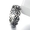 Anillo Abierto de Hoja de Trébol de la Suerte para Mujer Weihua Estilo Coreano Plata Simple Retro Cadena de Plata Tailandesa Anillo Sencillo de Plata