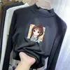 Camiseta Interior Térmica de Doble Cara con Cuello Medio Alto de Manga Larga, Gruesa, para Niñas Mayores, Cálida, Moderna, Otoño e Invierno