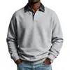 Sudadera Polo Casual de Manga Larga para Hombre 2026 Estilo Americano Otoño/Invierno Peso Pesado Casual Tendencia Bloque de Color