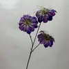 Flores artificiais de clematis de três cabeças estilo europeu, decorações de casamento, arranjos de corredor, expositores de chão, decoração de hotel e casa, flores de seda