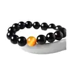 Pulsera de Cristal Natural con Cuentas de Obsidiana Negra y Ojo de Tigre, Adecuada para el Año de Nacimiento, con Cuentas Sueltas de Ojo de Tigre y Cuentas de Obsidiana