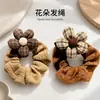 Scrunchie Xadrez Floral da Moda Doce Prendedor de Rabo de Cavalo Coque Infantil Acessório de Cabelo Fofo Versátil
