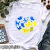 Camisetas de Mujer con Estampado Azul y Amarillo Ucraniano Verano Ukrai
