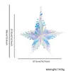Decoraciones colgantes coloridas de estrellas y copos de nieve para fiestas de cumpleaños infantiles y Navidad, adornos colgantes tridimensionales, decoraciones colgantes transparentes de película de neón.
