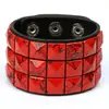 Joias Novas Europeias e Americanas Mais Vendidas, Pulseira de Couro Quadrada Colorida Criativa Estilo Punk Hip-Hop, Acessórios para Performance de Palco
