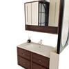 Combinación de Gabinete de Baño Estilo Medieval Color Nogal Lavabo sin Pintura Lavabo Integrado Cerámico Lavabo de Baño Gabinete de Baño