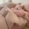 Estilo Luxo Leve Folhas Caídas Sabem Outono e Inverno Algodão Fio Três Camadas Jacquard Conjunto de Quatro Peças Roupa de Cama Lençóis Capa de Edredom Amigável à Pele e Confortável