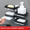 Caja de Jabón Giratoria Etiquetable Transfronteriza Baño Baño Montada en la Pared Drenaje Caja de Jabón Caja de Almacenamiento para el Hogar Estante de Almacenamiento