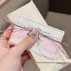 Armazón para Gafas de Miopía sin Marco, Estilo Blush de Titanio Puro con Forma de Mariposa, Elegante con Lentes Graduadas, Gafas Ópticas para Mujer, Luz Azul Anti-Reflejos