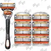 Navaja de afeitar de calidad alemana, hoja de 6 capas, soporte universal para navaja de afeitar manual Gillette, estilo antiguo, de seis capas