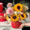 Nuevo Cubo de Abrazos para Temporada de Graduación Cubo de Arreglo Floral con Estampado Dorado para Éxito en Exámenes, Cubo de Ramo para Examen de Ingreso a Secundaria y Universidad, Materiales Florales para Floristería