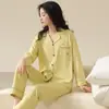 Cárdigan de Nuevo Estilo Pijama de Algodón Elástico para Mujer, Conjunto Casual de Manga Larga y Pantalón Largo para Primavera y Otoño, Conjunto de Alta Gama para Otoño e Invierno