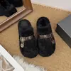 Chinelos de Algodão Grossos para Casa de Inverno, Estilo Retrô, Sem Cadarço, para Uso Externo, Novos Chinelos Fofos da Moda Confortáveis com Bico Fechado para Mulheres 2026