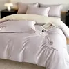 Conjunto de Roupa de Cama de Algodão Puro de Fibra Longa, Quatro Peças, Cor Sólida, Estilo de Luxo Leve, Algodão Puro Bordado, Design Simples, Conjunto de Lençol e Capa de Edredom