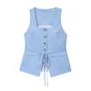 Conjunto de Roupas Femininas Europeias e Americanas Transfronteiriças Moda Casual Outono 2025 Cores Múltiplas Colete + Calça Casual com Amarração na Cintura