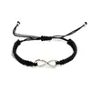 Pulsera de Pareja Cruzada Europea y Americana para San Valentín de 8 Caracteres, Juego de Pulseras Tejidas Ajustables con Símbolo Infinito para Mujeres